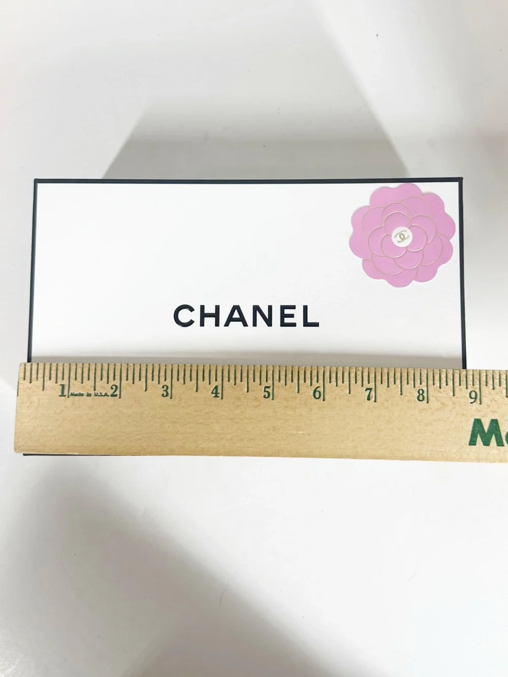 CHANEL White Gift Box with Pink Camellia Accent
